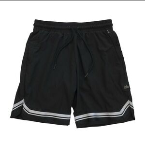 ALO Yoga Black Athletic Shorts with White Accents